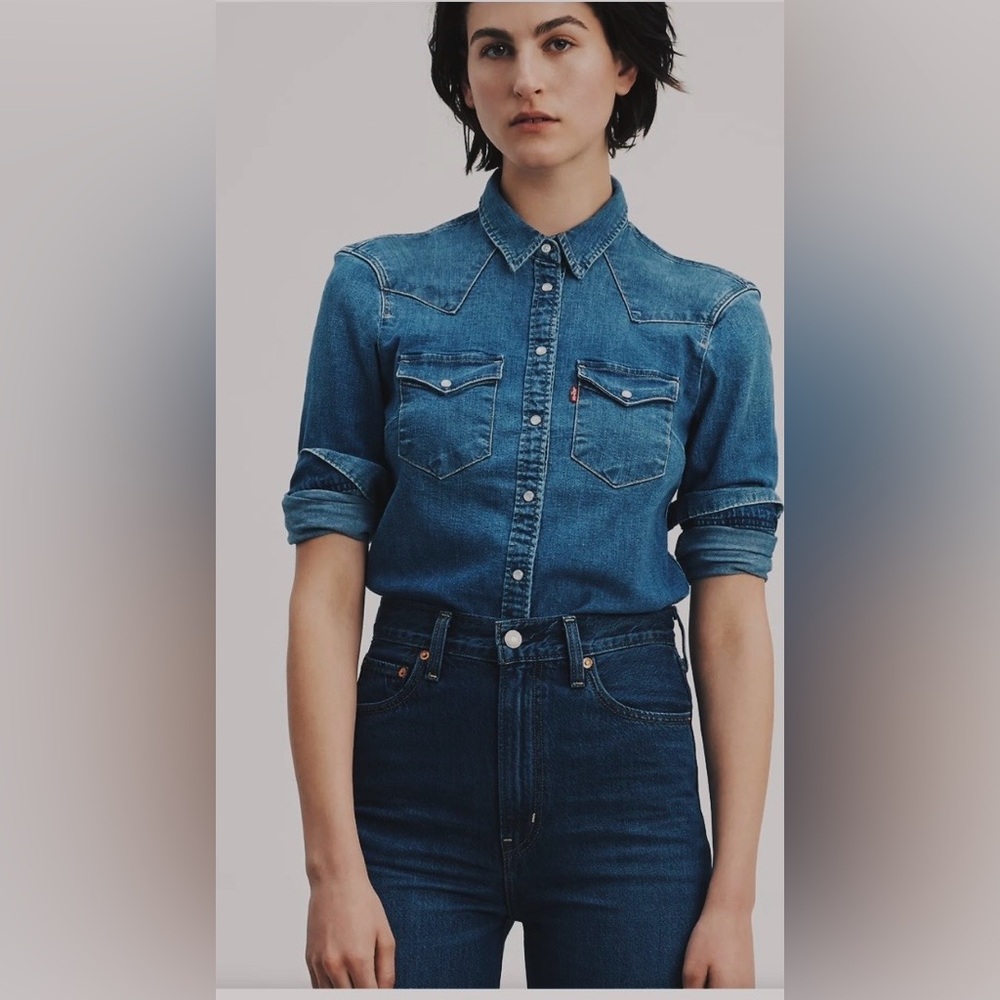 Levi’s Classic Denim Western Button-Down Shirt 1X | Authentic Blue Wash